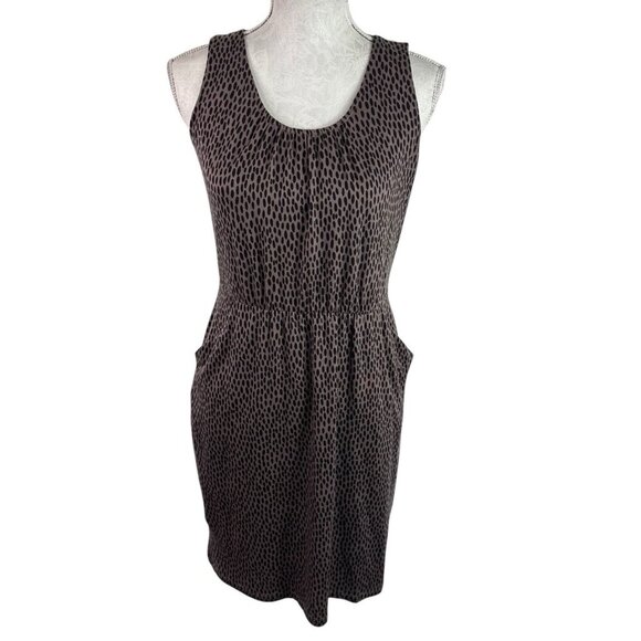 Garnet Hill Women's S Sleeveless Tank Dress Brown Animal Slouchy Pockets EUC - Picture 2 of 12
